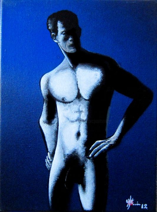 Painting titled "Yves" by Marc Parmentier, Original Artwork, Acrylic Mounted on Wood Stretcher frame