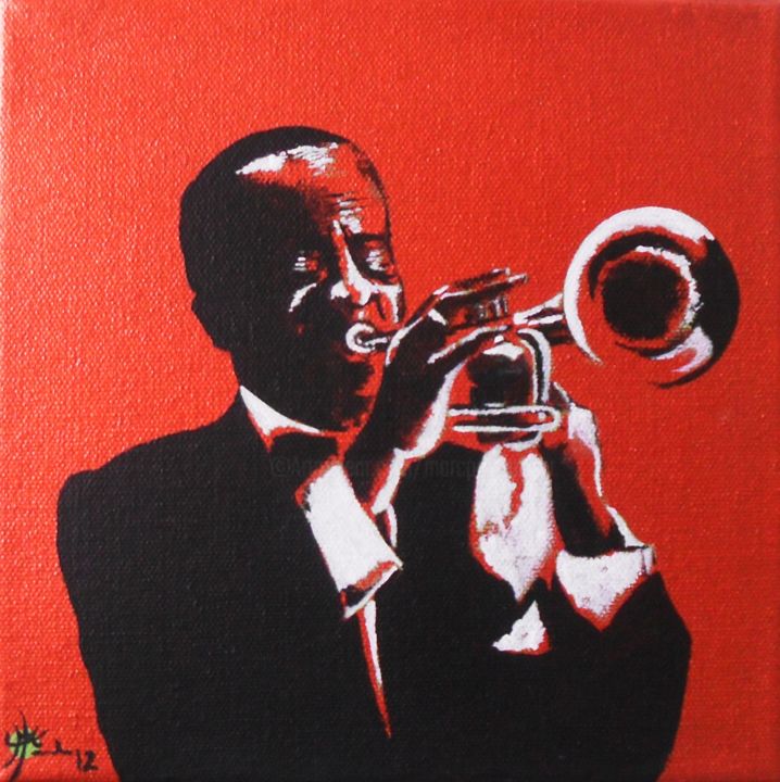 Peinture intitulée "Satchmo" par Marc Parmentier, Œuvre d'art originale, Acrylique Monté sur Châssis en bois