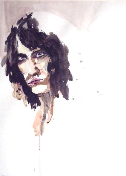 Painting titled "Patti SMITH" by Marc Parmentier, Original Artwork, Watercolor