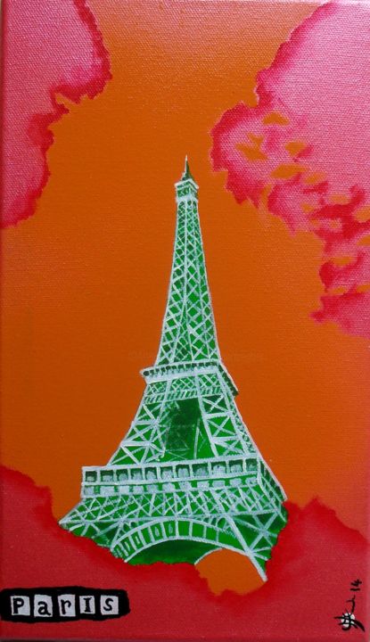 Peinture intitulée "Pop Eiffel" par Marc Parmentier, Œuvre d'art originale, Acrylique Monté sur Châssis en bois