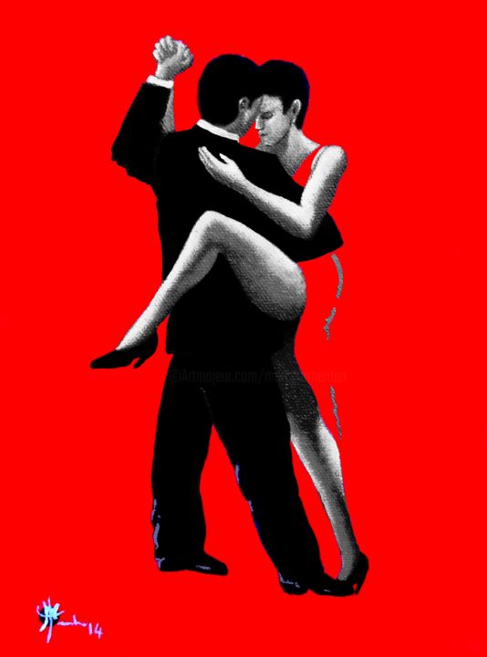 "Tango rouge XIII" başlıklı Tablo Marc Parmentier tarafından, Orijinal sanat, Akrilik artwork_cat. üzerine monte edilmiş
