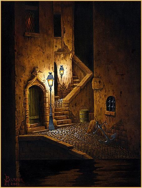 Malerei mit dem Titel "porte sur le quai" von Marc Peltzer, Original-Kunstwerk