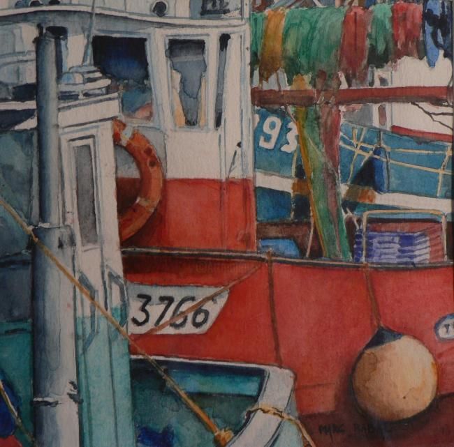 Peinture intitulée "bateau de pêche 12" par Marc Rabal, Œuvre d'art originale