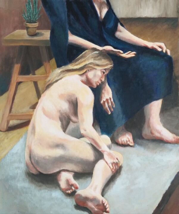 Peinture intitulée "Dans l'atelier." par Marc Sellam, Œuvre d'art originale, Huile