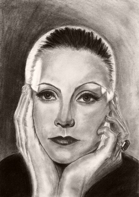 Drawing titled "Greta Garbo" by Marcurell, Original Artwork, Other