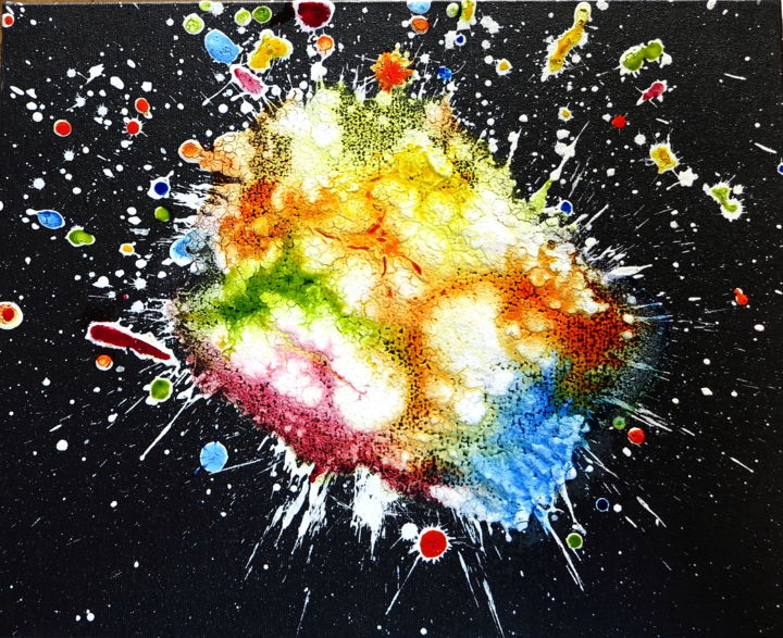 Painting titled "Big bang n°4" by Nestor, Original Artwork, Ink