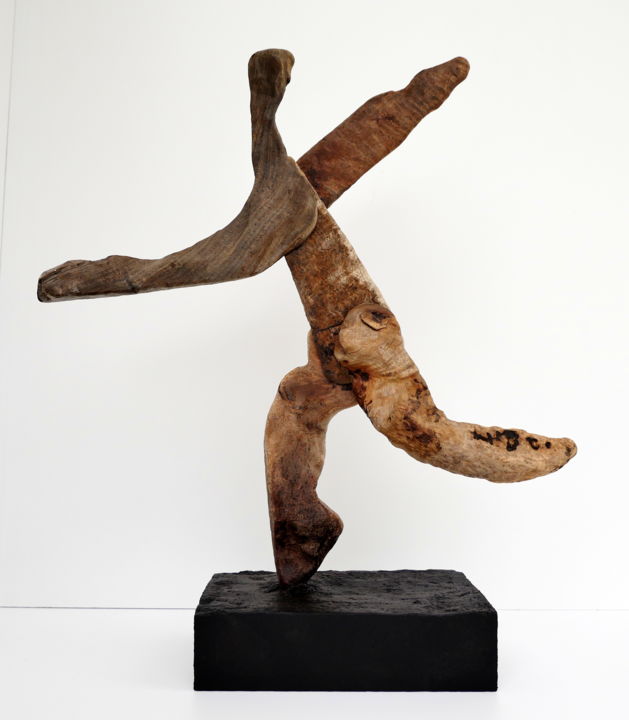 Sculpture titled "La baigneuse" by Nestor, Original Artwork, Wood