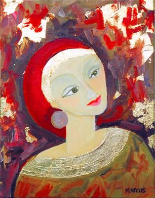 Painting titled "LADY 11" by Leslie Marcus, Original Artwork, Oil