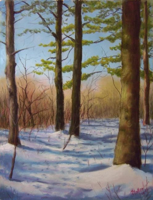 Painting titled "Pines in Winter" by Marcus Moller, Original Artwork