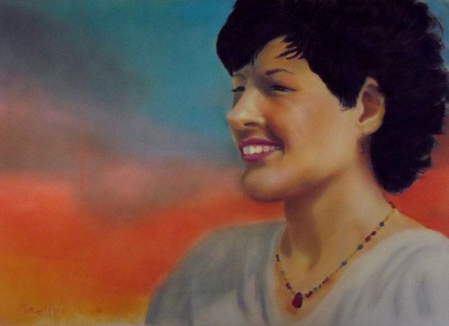 Painting titled "Gail in Pastel" by Marcus Moller, Original Artwork