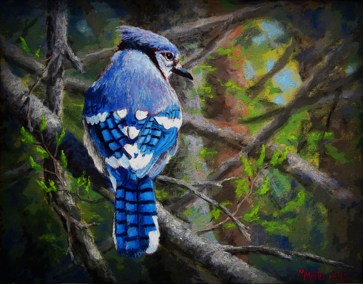 Painting titled "Spring Jay" by Marcus Moller, Original Artwork, Other