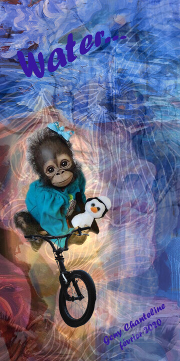 Digital Arts titled "water" by Geny Chanteline, Original Art, Digital Painting Mounted on Stretcher frame