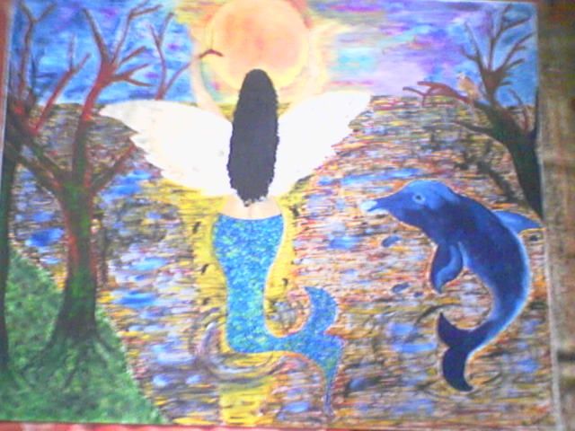 Painting titled "Fairy mermaid" by Mareen Cherian, Original Artwork