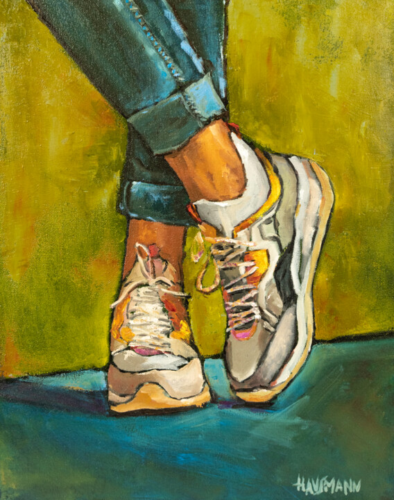 Painting titled "Sneakers" by Marek Hausmann, Original Artwork, Oil