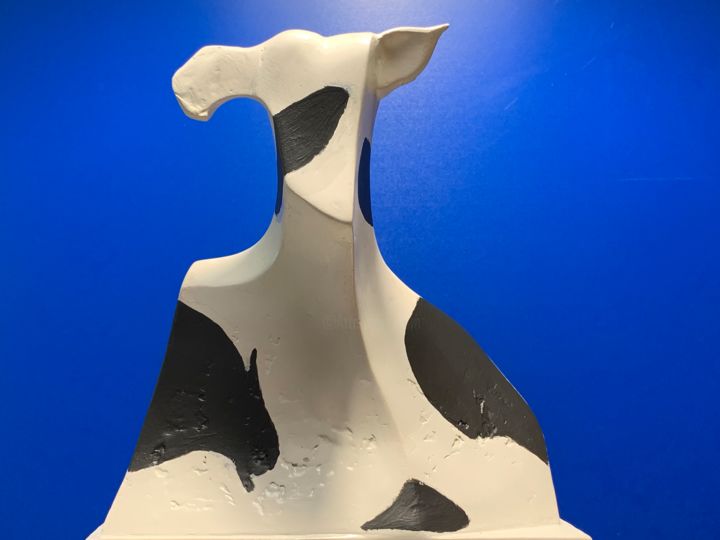 Sculpture titled "TV cow" by Marek Jerzy Nowakowski, Original Art, Resin