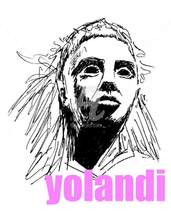 Dessin intitulée "yolandi.jpg" par Marek Kolanus, Œuvre d'art originale, Stylo à bille