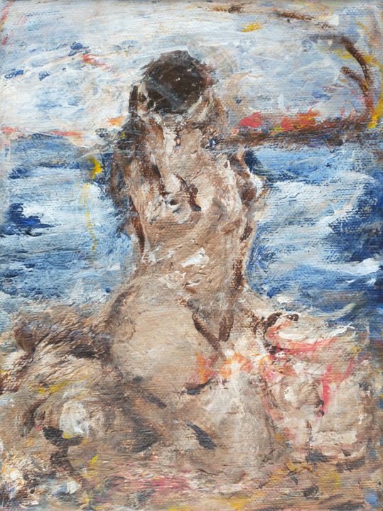 Ζωγραφική με τίτλο "Young lady" από Marek Kováč, Αυθεντικά έργα τέχνης, Ακρυλικό