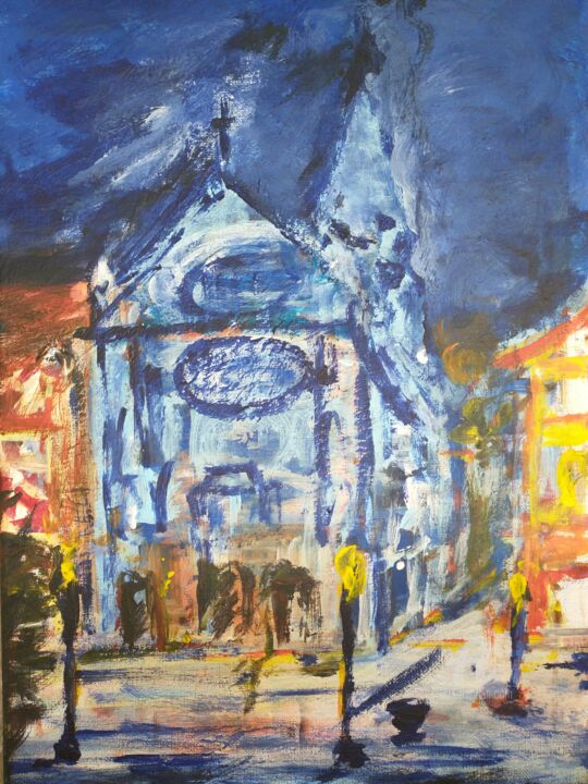 Pintura intitulada "Franciscan Church" por Marek Kováč, Obras de arte originais, Acrílico
