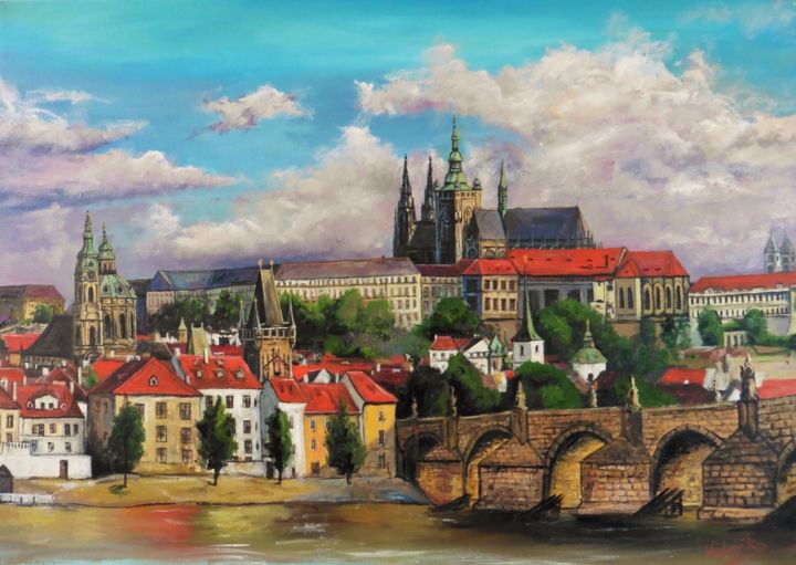 Pintura intitulada "Prague" por Marek Vodvářka, Obras de arte originais, Óleo