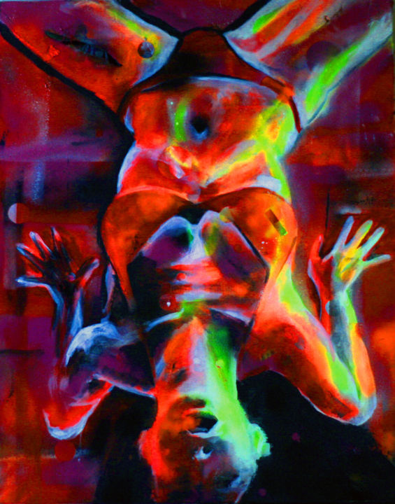 Peinture intitulée "Fantasmagorie sur f…" par Emma Rêverie, Œuvre d'art originale, Acrylique