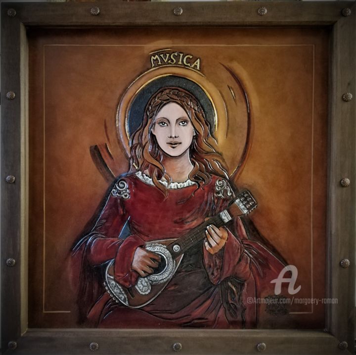 Pintura titulada "Tableau musicienne…" por Margaery, Obra de arte original, Acrílico Montado en Panel de madera