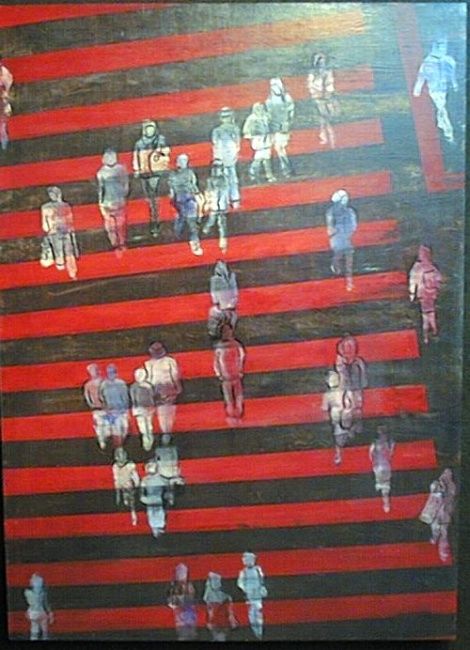 Schilderij getiteld "paso rojo" door Margarita, Origineel Kunstwerk