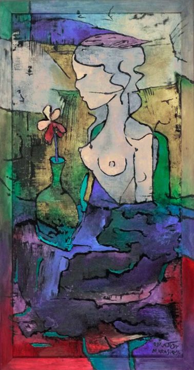Painting titled "Akt 3 Nude 3" by Margalit (Malgorzata Krasucka), Original Artwork
