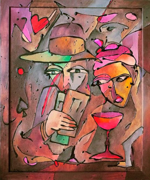 Painting titled "Poker 2" by Margalit (Malgorzata Krasucka), Original Artwork, Oil