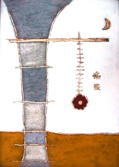 Malerei mit dem Titel "margarita-roja-50x7…" von Marga Portela, Original-Kunstwerk