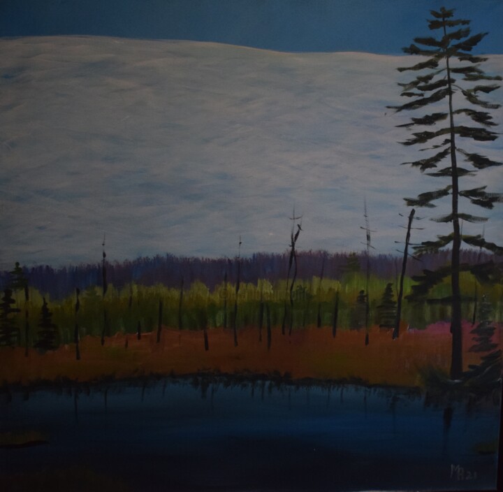 Painting titled "Beaver Pond At Hiaw…" by Margaret Allen, Original Artwork, Acrylic