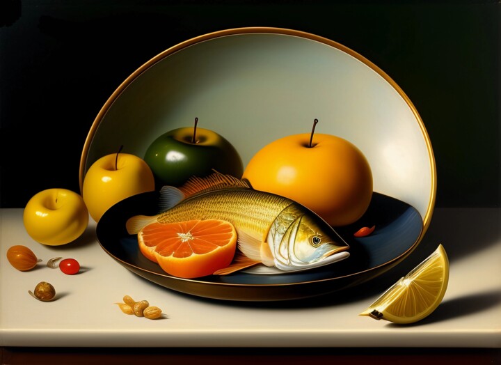 Digital Arts titled "Golden Fish" by Margaret Petrovska, Original Artwork, 2D Digital Work