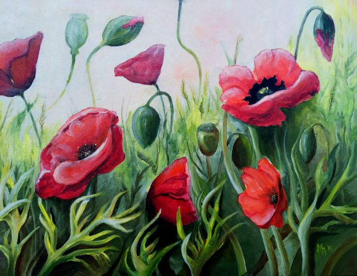绘画 标题为“Poppies - Papaver” 由Margarita Ado, 原创艺术品, 丙烯