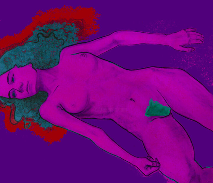 Digital Arts titled "Nude05 print" by Margarita Felis, Original Artwork, 2D Digital Work