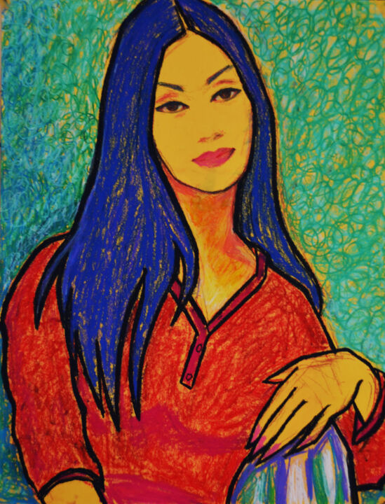 Disegno intitolato "Portrait of a girl…" da Margarita Felis, Opera d'arte originale, Pastello