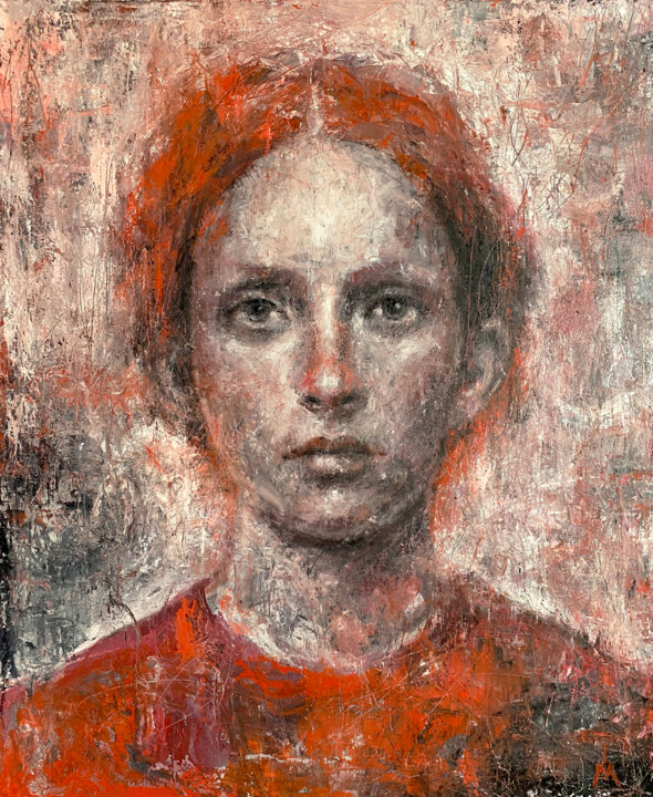 Malarstwo zatytułowany „RED BIRCH #4” autorstwa Margarita Ivanova, Oryginalna praca, Olej Zamontowany na Drewniana rama noszy