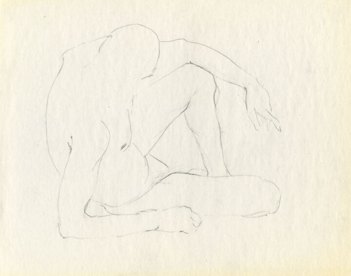Dessin intitulée "Body contour" par Margarita Simonova, Œuvre d'art originale, Crayon