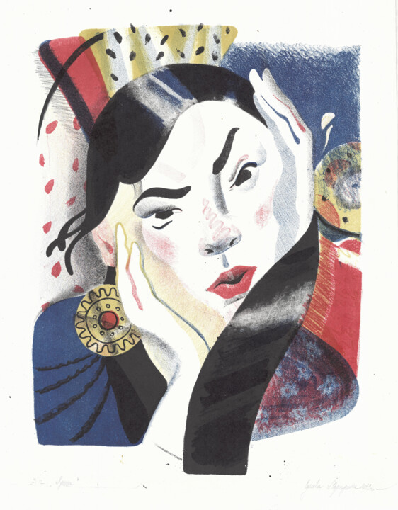 Druckgrafik mit dem Titel "Yatskina - color li…" von Margarita Suliaeva, Original-Kunstwerk, Lithographie