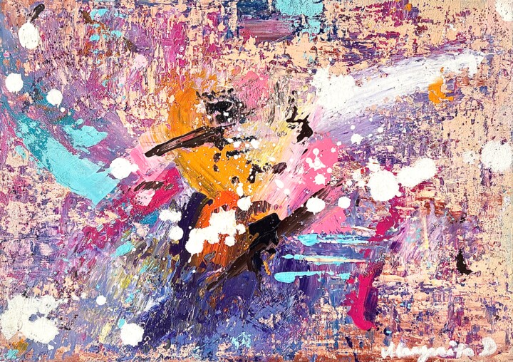 Ζωγραφική με τίτλο "Sunrise confetti ,a…" από Margarita Glambert, Αυθεντικά έργα τέχνης, Ακρυλικό Τοποθετήθηκε στο Ξύλινο φο…
