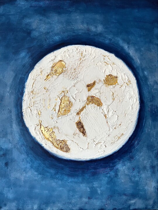Ζωγραφική με τίτλο "La Luna" από Margarita Glambert, Αυθεντικά έργα τέχνης, Ακρυλικό Τοποθετήθηκε στο Ξύλινο φορείο σκελετό