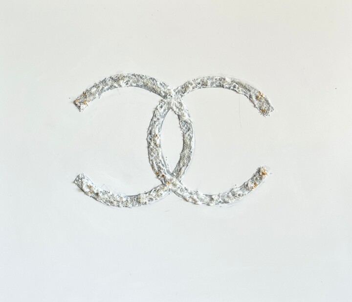 Ζωγραφική με τίτλο "White Chanel with P…" από Margarita Glambert, Αυθεντικά έργα τέχνης, Ακρυλικό Τοποθετήθηκε στο Ξύλινο φο…