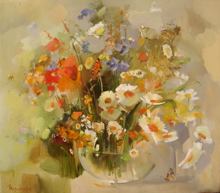 Peinture intitulée "meadow," par Tatyana Barinova, Œuvre d'art originale, Huile
