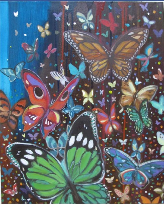 Pittura intitolato "Farfalle" da Studio D'Arte, Opera d'arte originale, Olio