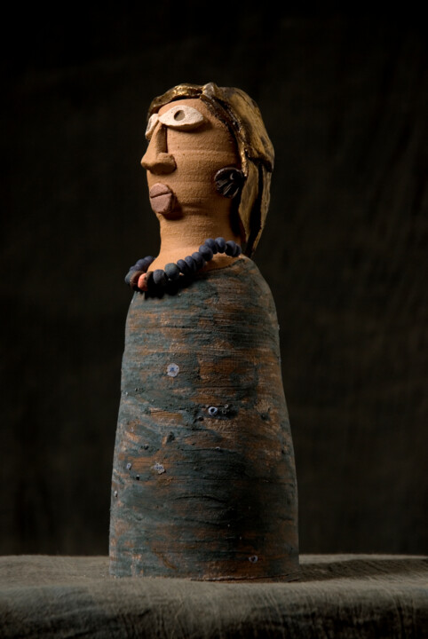 Sculpture titled "κεραμική κούκλα" by Margia Tasanataki, Original Artwork, Stone