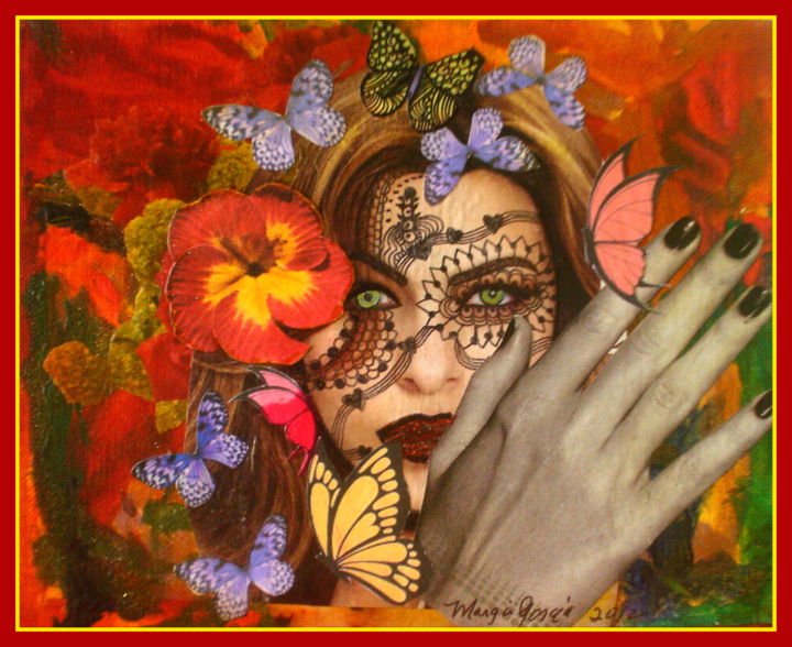 Collages titled "MUJER CON MARIPOSAS…" by Margie Garcia Fine Art, Original Artwork