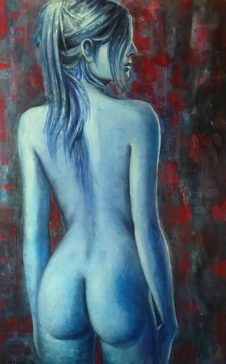 Painting titled "nude" by Aleks Margjini, Original Artwork, Acrylic