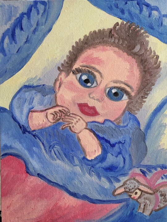 Картина под названием "Счастливый ребенок" - Margo, Подлинное произведение искусства, Масло