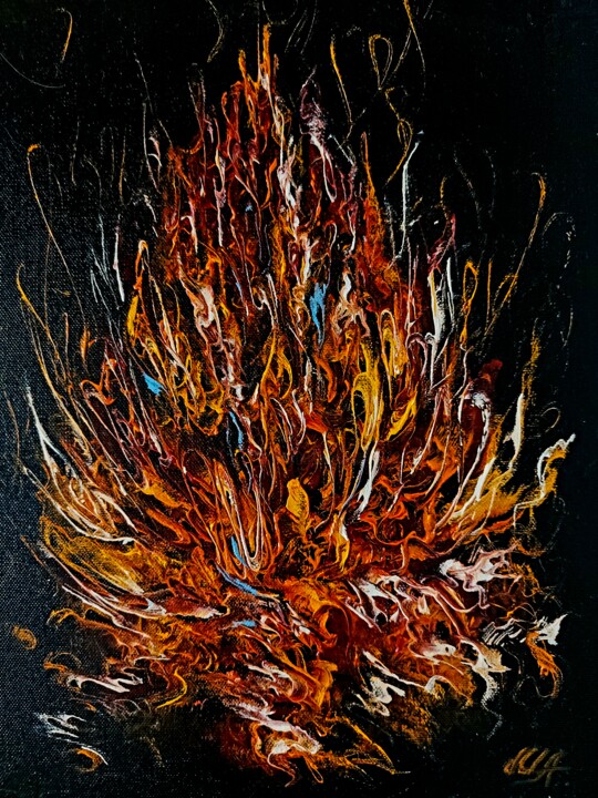 Painting titled "Bonfire" by Margo Tartart, Original Artwork, Oil