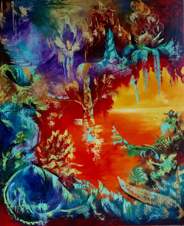 Malerei mit dem Titel "Harmony in space" von Margo Tartart, Original-Kunstwerk, Öl