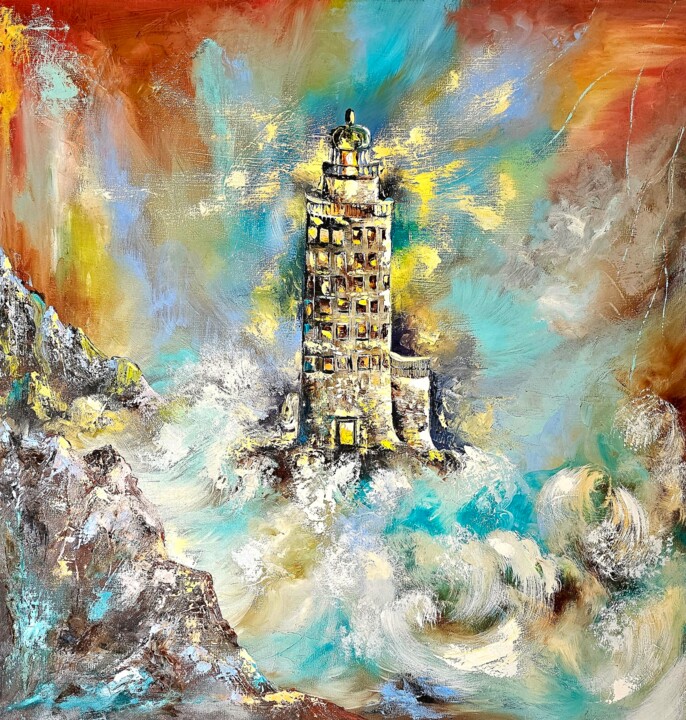 Painting titled "Great Lighthouse" by Margo Tartart, Original Artwork, Oil