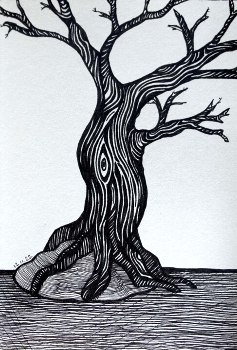 Zeichnungen mit dem Titel "A tree" von Margot Thuy, Original-Kunstwerk, Marker